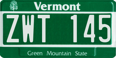 VT license plate ZWT145