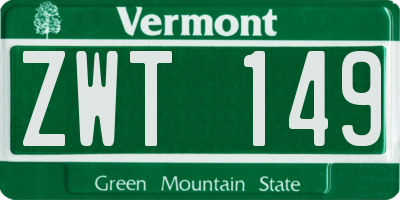 VT license plate ZWT149