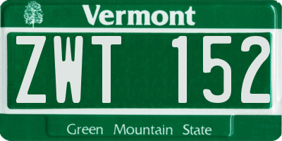 VT license plate ZWT152