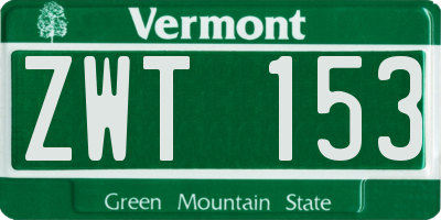 VT license plate ZWT153