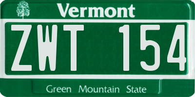 VT license plate ZWT154