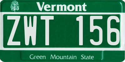 VT license plate ZWT156