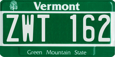 VT license plate ZWT162