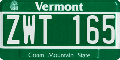 VT license plate ZWT165