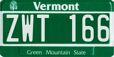 VT license plate ZWT166