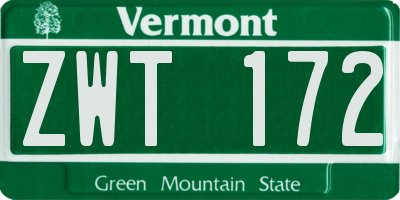 VT license plate ZWT172