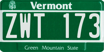 VT license plate ZWT173