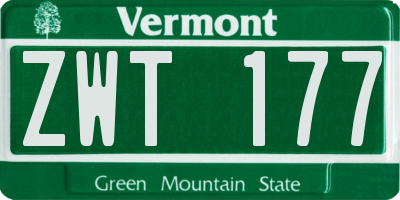 VT license plate ZWT177