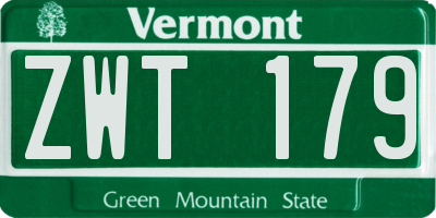 VT license plate ZWT179