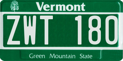 VT license plate ZWT180
