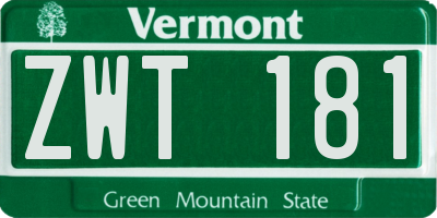VT license plate ZWT181