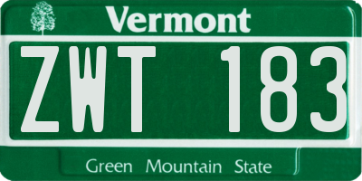 VT license plate ZWT183