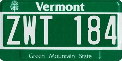 VT license plate ZWT184