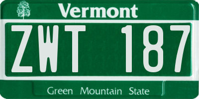 VT license plate ZWT187