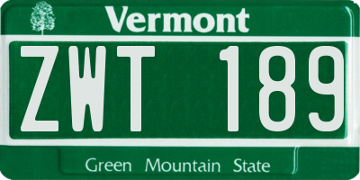 VT license plate ZWT189