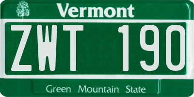 VT license plate ZWT190