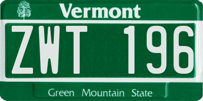 VT license plate ZWT196