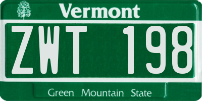 VT license plate ZWT198