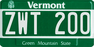 VT license plate ZWT200
