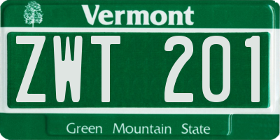 VT license plate ZWT201
