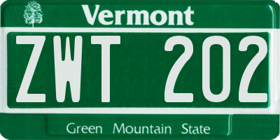 VT license plate ZWT202