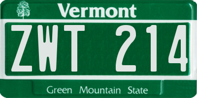 VT license plate ZWT214