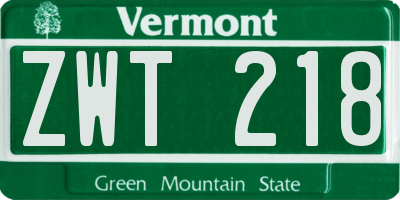 VT license plate ZWT218