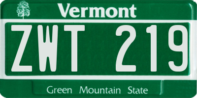 VT license plate ZWT219