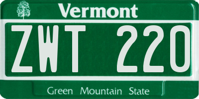 VT license plate ZWT220