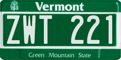 VT license plate ZWT221