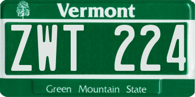 VT license plate ZWT224