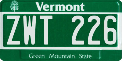 VT license plate ZWT226