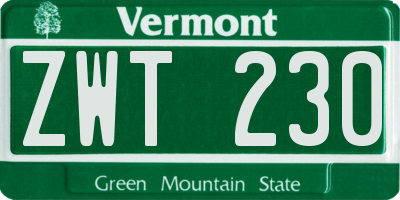 VT license plate ZWT230