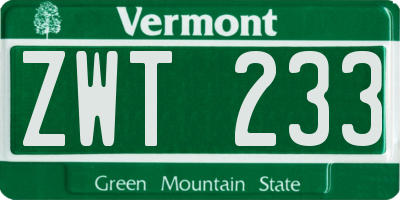 VT license plate ZWT233