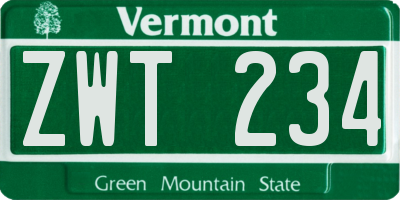 VT license plate ZWT234