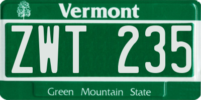 VT license plate ZWT235