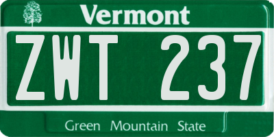 VT license plate ZWT237