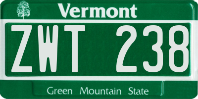 VT license plate ZWT238