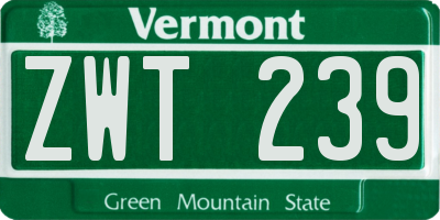 VT license plate ZWT239