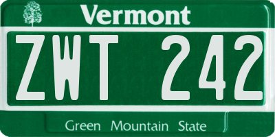 VT license plate ZWT242