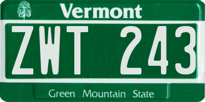 VT license plate ZWT243