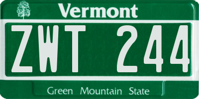 VT license plate ZWT244