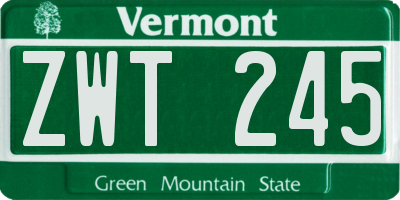 VT license plate ZWT245