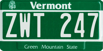 VT license plate ZWT247
