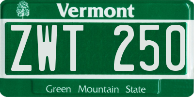 VT license plate ZWT250