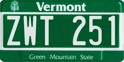 VT license plate ZWT251