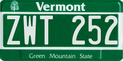 VT license plate ZWT252