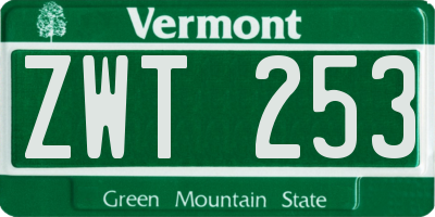 VT license plate ZWT253
