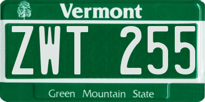 VT license plate ZWT255