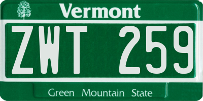 VT license plate ZWT259